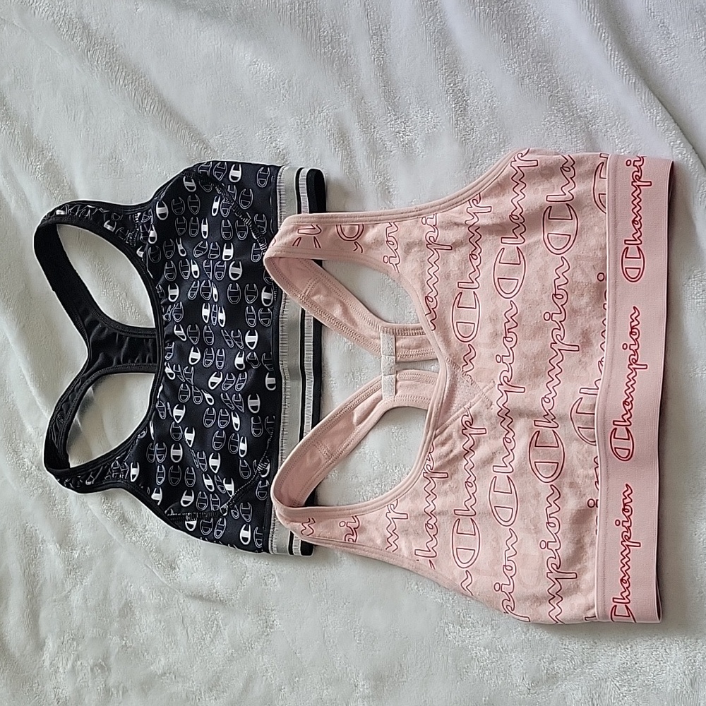 Champion Racerback Sports Bras.  Size XS. Lot of 2.   1 black and 1 pink.